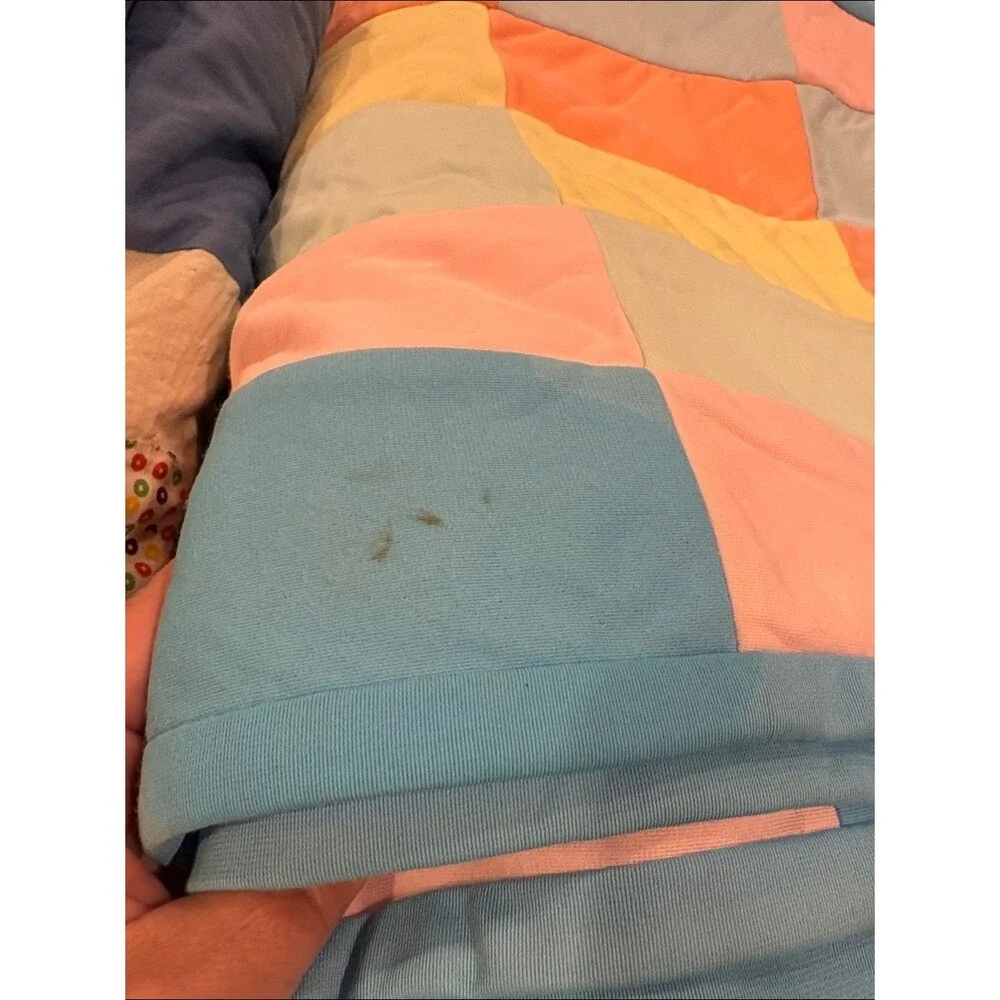 Vintage Handmade Pastel Patchwork Quilt